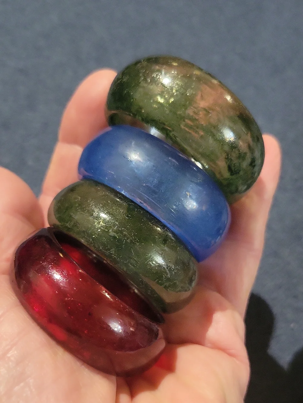 Set Of 4 Glass Napkin Rings Multi Colored